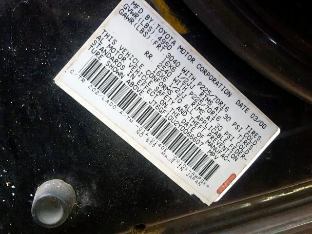 JT6GF10U2Y0066607 - 2000 LEXUS RX 300 BLACK photo 10