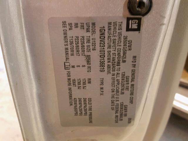 1GNDV23107D136819 - 2007 CHEVROLET UPLANDER L Gümüş foto 10