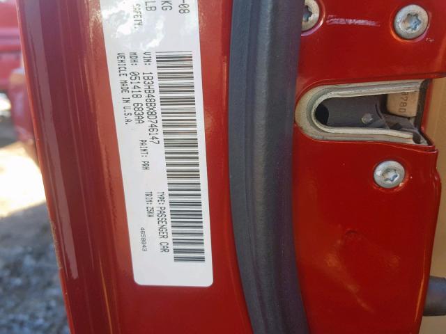 1B3HB48BX8D746147 - 2008 DODGE CALIBER SX RED photo 10