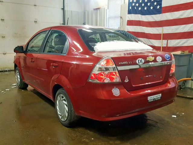 KL1TD56E69B344846 - 2009 CHEVROLET AVEO LS RED photo 3
