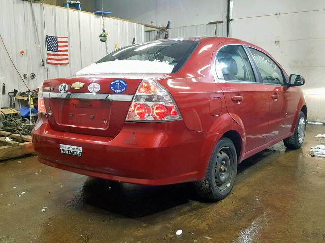 KL1TD56E69B344846 - 2009 CHEVROLET AVEO LS RED photo 4