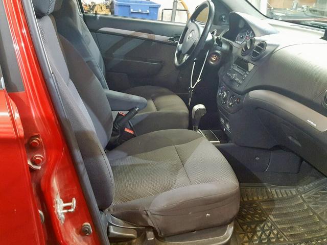 KL1TD56E69B344846 - 2009 CHEVROLET AVEO LS RED photo 5