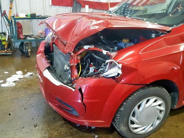KL1TD56E69B344846 - 2009 CHEVROLET AVEO LS RED photo 9