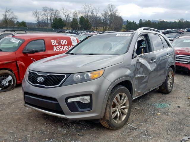 5XYKWDA21BG161968 - 2011 KIA SORENTO SX GRAY photo 2