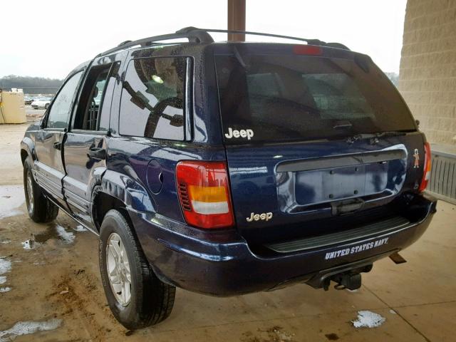 1J8GX48SX2C320699 - 2002 JEEP GRAND CHER BLUE photo 3