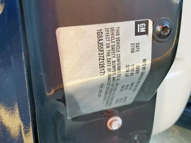 1G8AJ55F37Z126171 - 2007 SATURN ION LEVEL BLUE photo 10