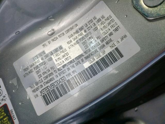 JM3TB3DV6B0304393 - 2011 MAZDA CX-9 SILVER photo 10