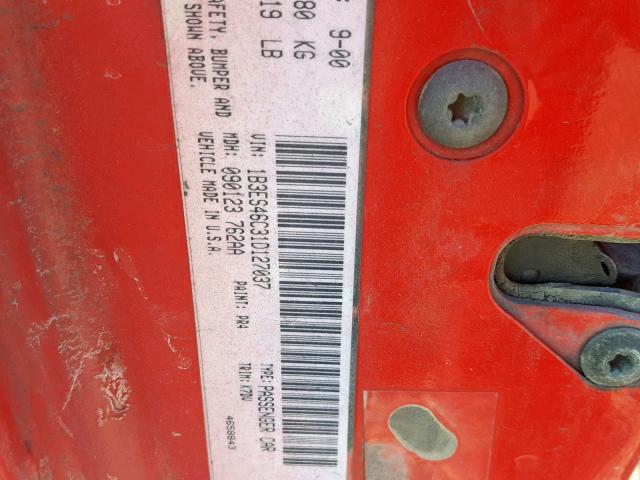 1B3ES46C31D127037 - 2001 DODGE NEON SE RED photo 10