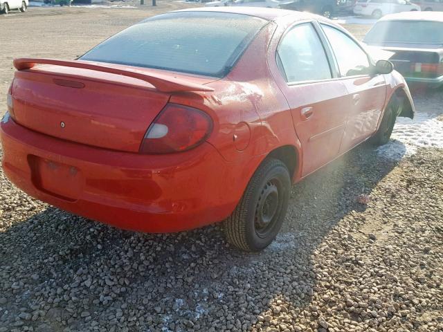 1B3ES46C31D127037 - 2001 DODGE NEON SE RED photo 4