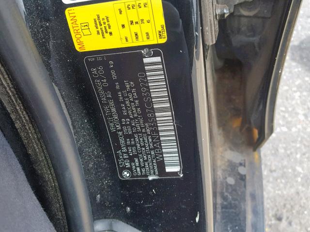 WBANF33587CS39220 - 2007 BMW 525 XI BLACK photo 10