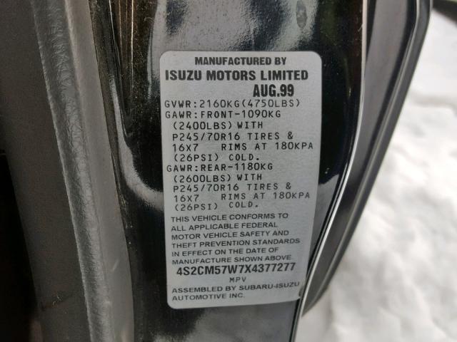 4S2CM57W7X4377277 - 1999 ISUZU AMIGO BLACK photo 10