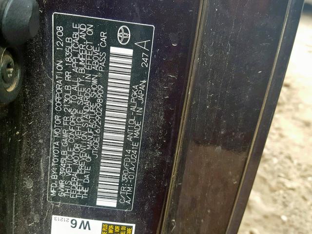 JTKDE167290298909 - 2009 TOYOTA SCION TC იასამნისფერი ფოტო 10