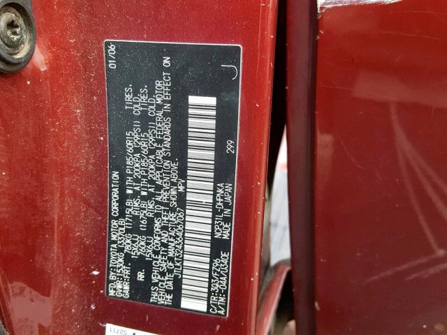 JTLKT324364067067 - 2006 TOYOTA SCION XB Бордовый фото 10