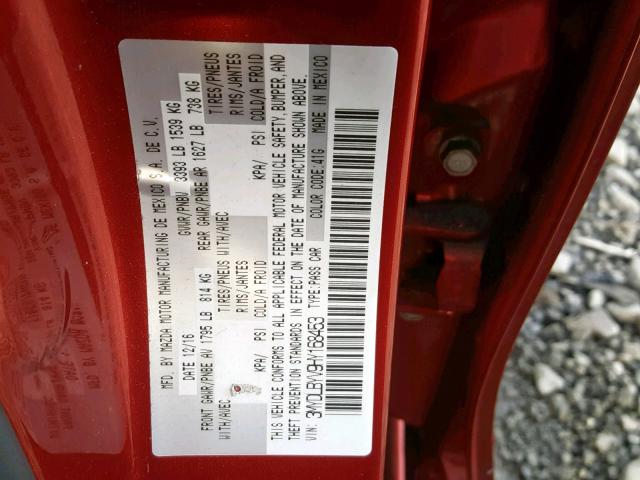 3MYDLBYV9HY168453 - 2017 TOYOTA YARIS IA RED photo 10