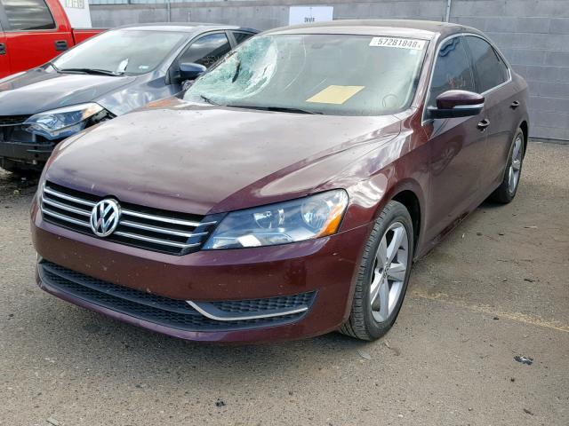 1VWBP7A33CC105296 - 2012 VOLKSWAGEN PASSAT SE BURGUNDY photo 2