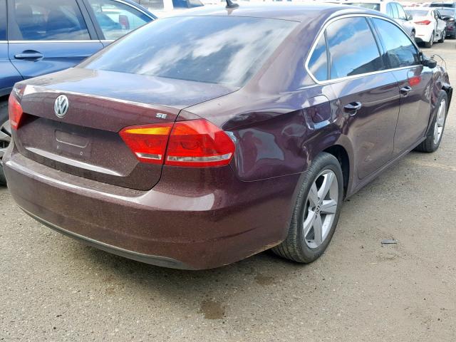 1VWBP7A33CC105296 - 2012 VOLKSWAGEN PASSAT SE BURGUNDY photo 4