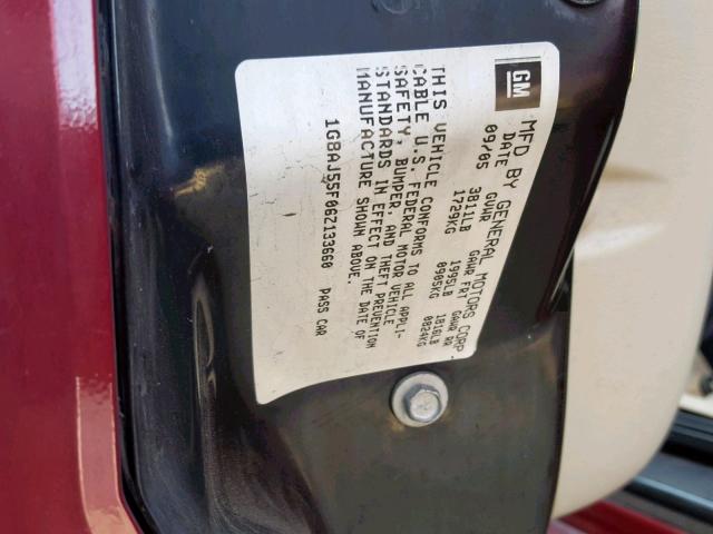 1G8AJ55F06Z133660 - 2006 SATURN ION LEVEL RED photo 10