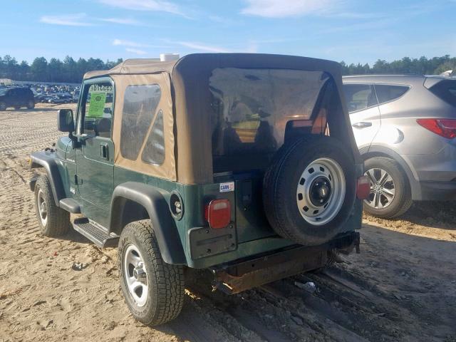 1J4FA29PX1P319573 - 2001 JEEP WRANGLER / GREEN photo 3