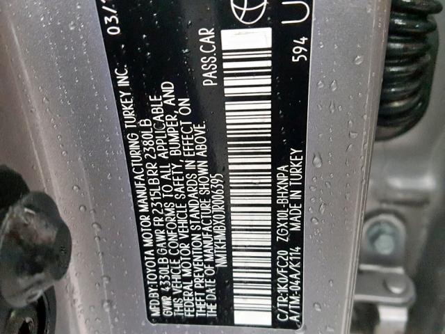 NMTKHMBX0JR006395 - 2018 TOYOTA C-HR XLE GRAY photo 10