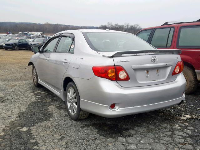 2T1BU40E39C096855 - 2009 TOYOTA COROLLA BA SILVER photo 3