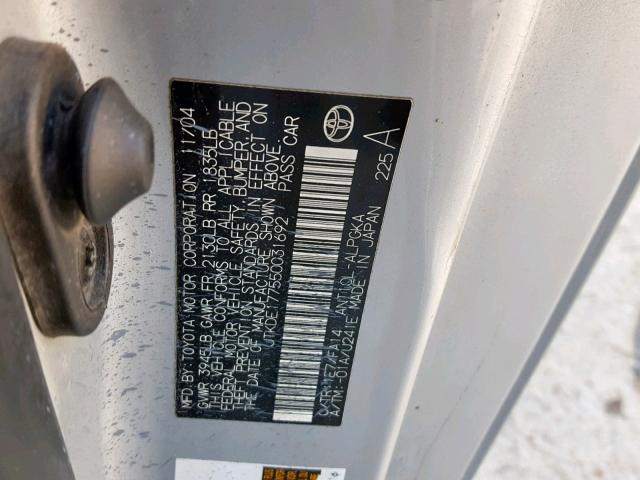 JTKDE177550031692 - 2005 TOYOTA SCION TC Gümüş foto 10