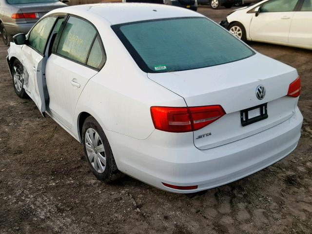 3VW1K7AJ1FM312443 - 2015 VOLKSWAGEN JETTA BASE WHITE photo 3