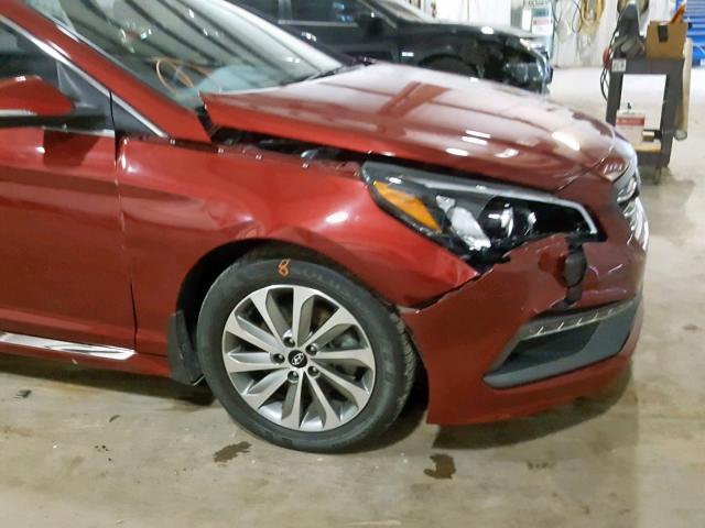 5NPE34AF7GH313888 - 2016 HYUNDAI SONATA SPO MAROON photo 9