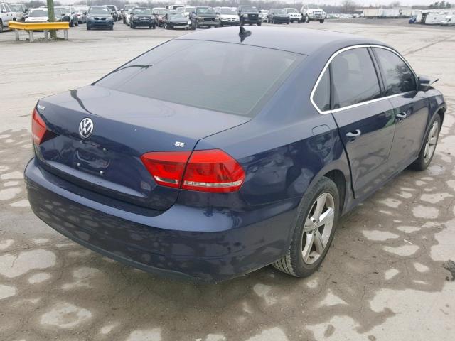 1VWBP7A30DC052543 - 2013 VOLKSWAGEN PASSAT SE BLUE photo 4