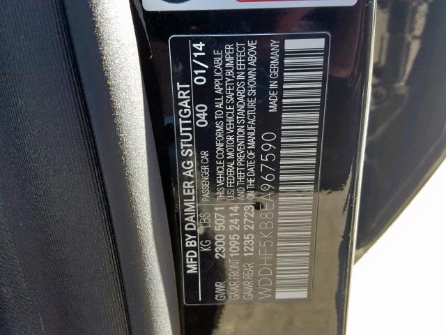 WDDHF5KB8EA967590 - 2014 MERCEDES-BENZ E 350 BLACK photo 10