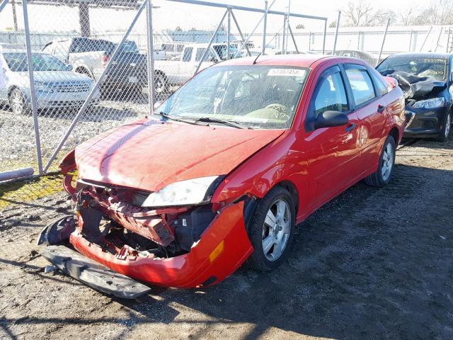 1FAFP34N67W223735 - 2007 FORD FOCUS ZX4 RED photo 2