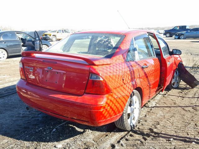 1FAFP34N67W223735 - 2007 FORD FOCUS ZX4 RED photo 4