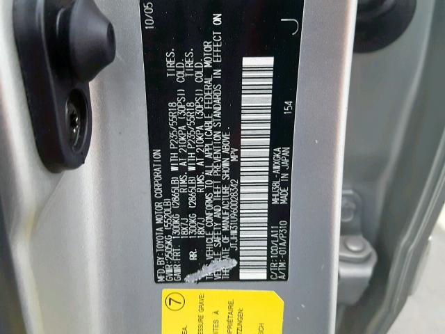 JTJHW31U960028342 - 2006 LEXUS RX 400 SILVER photo 10