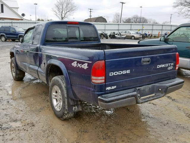 1D7HG12XX3S118506 - 2003 DODGE DAKOTA SXT BLUE photo 3