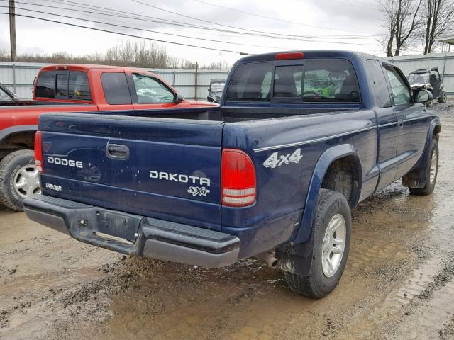 1D7HG12XX3S118506 - 2003 DODGE DAKOTA SXT BLUE photo 4