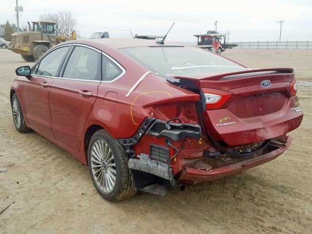 3FA6P0K97ER360591 - 2014 FORD FUSION TIT RED photo 3