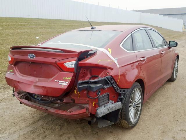 3FA6P0K97ER360591 - 2014 FORD FUSION TIT RED photo 4