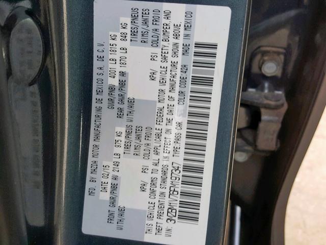 3MZBM1V76FM197347 - 2015 MAZDA 3 TOURING GRAY photo 10