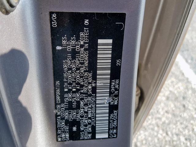 JTLKT324X64075814 - 2006 TOYOTA SCION XB Boz foto 10