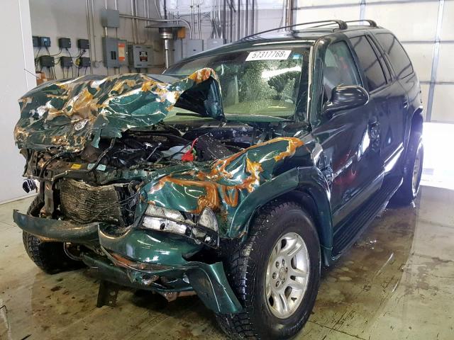 1B4HS28Z21F638371 - 2001 DODGE DURANGO GREEN photo 2