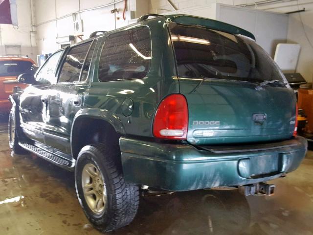 1B4HS28Z21F638371 - 2001 DODGE DURANGO GREEN photo 3