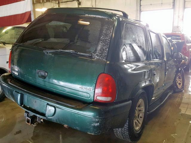 1B4HS28Z21F638371 - 2001 DODGE DURANGO GREEN photo 4