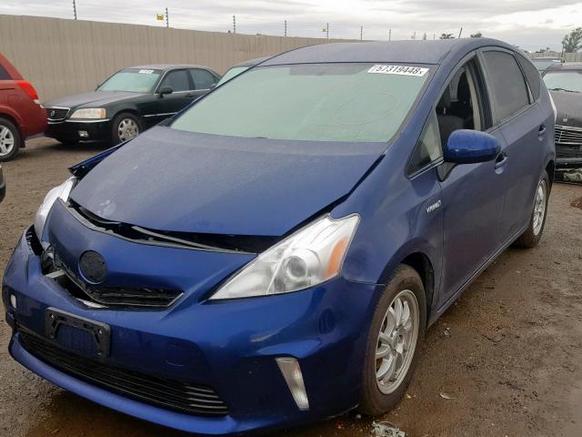 JTDZN3EU9EJ009366 - 2014 TOYOTA PRIUS V BLUE photo 2