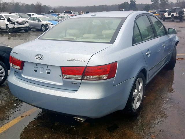 5NPEU46F28H354467 - 2008 HYUNDAI SONATA SE BLUE photo 4