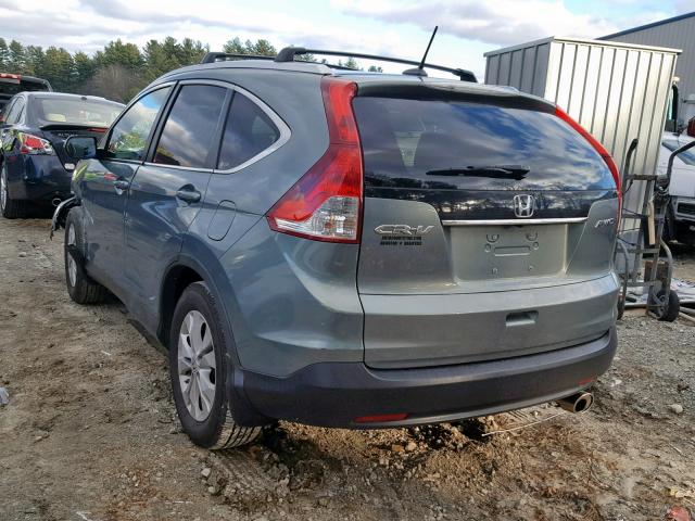 2HKRM4H70CH601162 - 2012 HONDA CR-V EXL BLUE photo 3