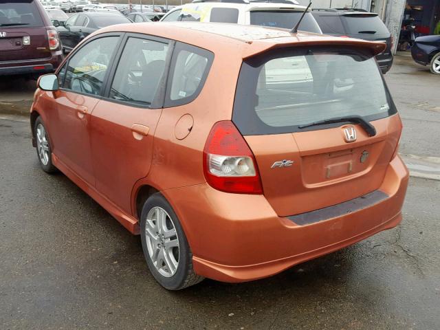 JHMGD38628S051236 - 2008 HONDA FIT SPORT ORANGE photo 3