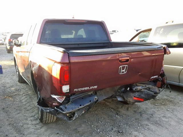 5FPYK3F43HB035628 - 2017 HONDA RIDGELINE BURGUNDY photo 3