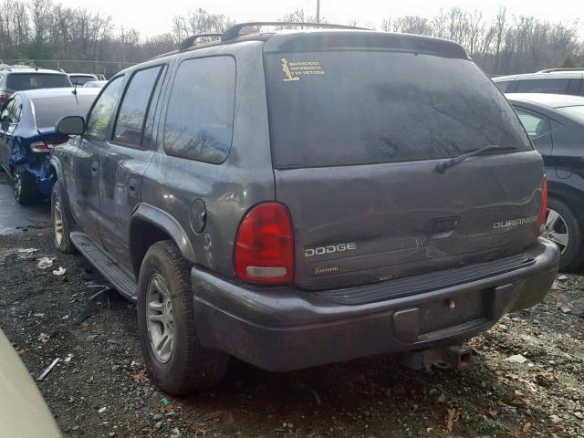 1B4HS38N42F133839 - 2002 DODGE DURANGO SP GRAY photo 3