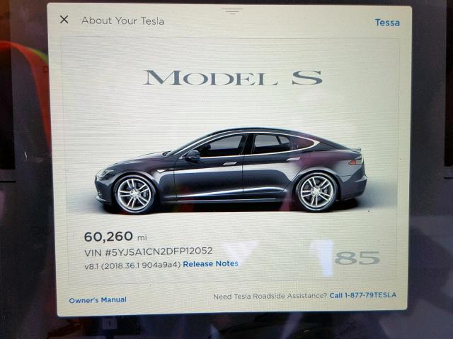 5YJSA1CN2DFP12052 - 2013 TESLA MODEL S Մոխրագույն լուսանկար 8