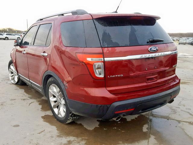 1FM5K7F82EGA07791 - 2014 FORD EXPLORER L RED photo 3