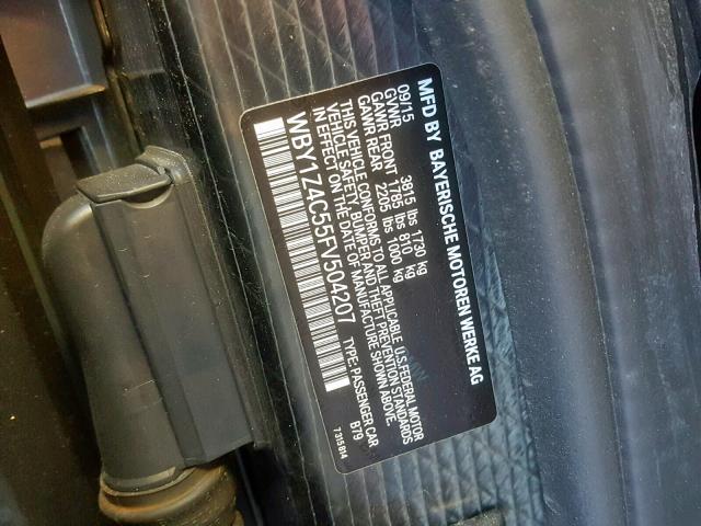 WBY1Z4C55FV504207 - 2015 BMW I3 REX GRAY photo 10